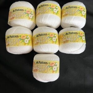 LOT of 7 Patons 100% COTTON Soft 50 g each Same Dye Lot 68573 White Made U.K.
